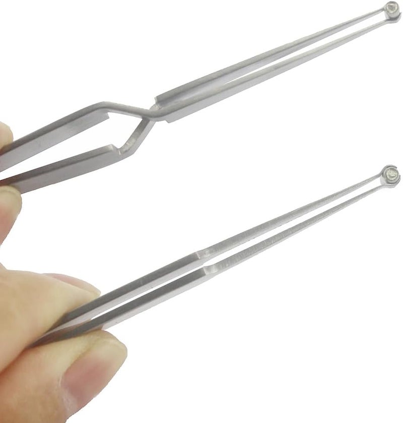 JUNLIXN Lock Pinning Cross Locking Tweezers & Straight Round Open Slot Stainless Steel for Locksmith Pinning & Rekeying Kit Self Locking Closing Locksmith Tools Lock Pin Tumbler Tweezers(2PCS) - Image 3
